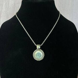 Vintage 925 Sterling Silver Necklace With‎ 1.5" Circle Pendant for Carving